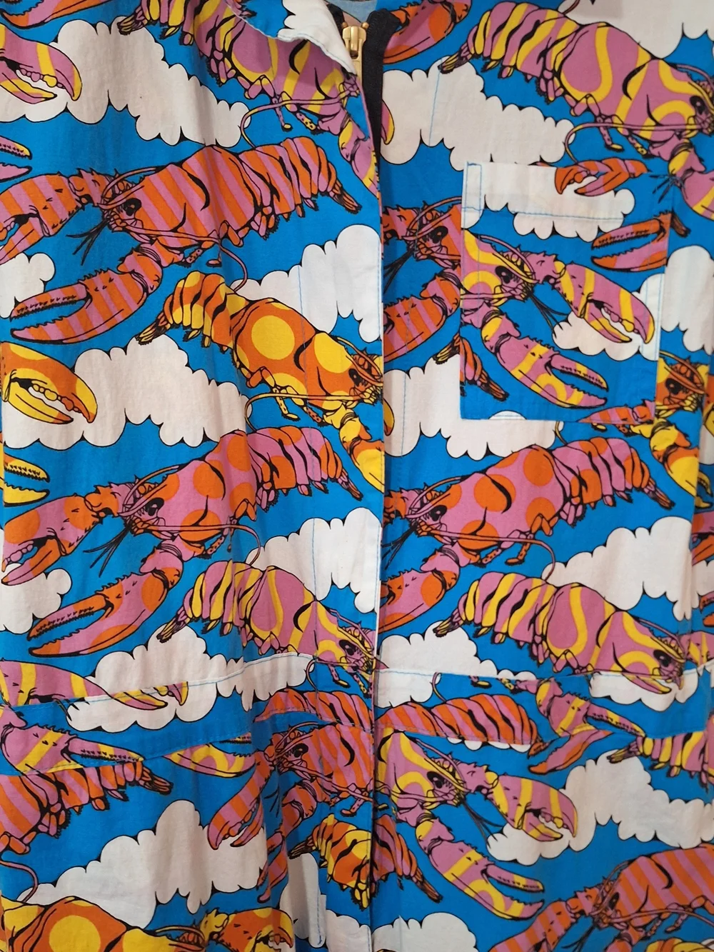 Nooworks Blue, Orange and Pink Lobster Print Jumpsuit Coveralls XXL - Picture 4 of 6